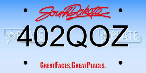 402QOZ South Dakota License Plate