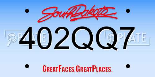 402QQ7 South Dakota License Plate