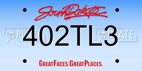 402TL3 South Dakota License Plate