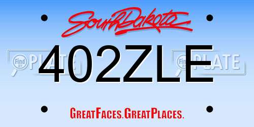 402ZLE South Dakota License Plate