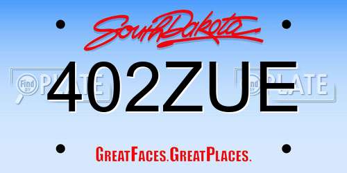 402ZUE South Dakota License Plate
