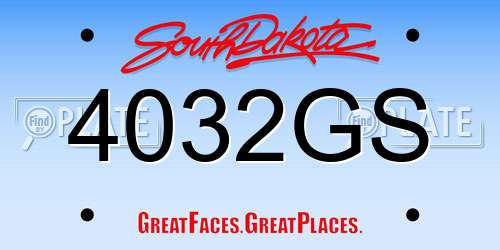 4032GS South Dakota License Plate