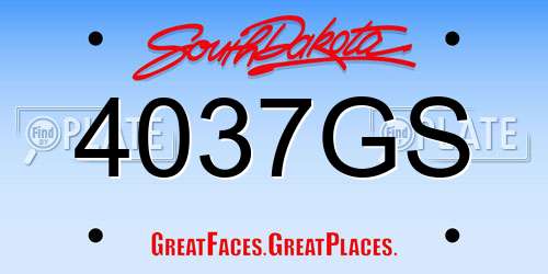 4037GS South Dakota License Plate