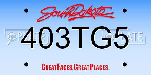 403TG5 South Dakota License Plate