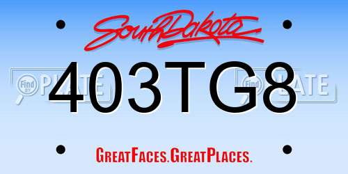 403TG8 South Dakota License Plate