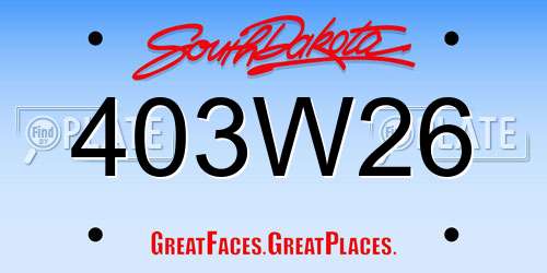 403W26 South Dakota License Plate