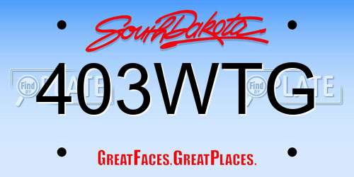 403WTG South Dakota License Plate