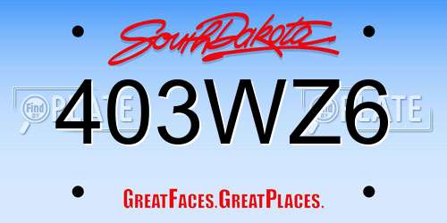 403WZ6 South Dakota License Plate