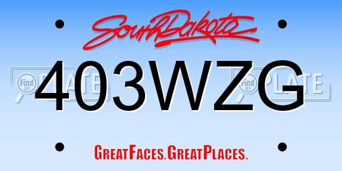 403WZG South Dakota License Plate
