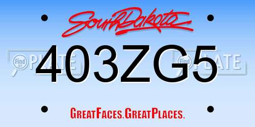 403ZG5 South Dakota License Plate
