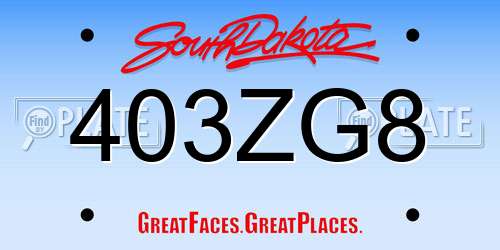 403ZG8 South Dakota License Plate