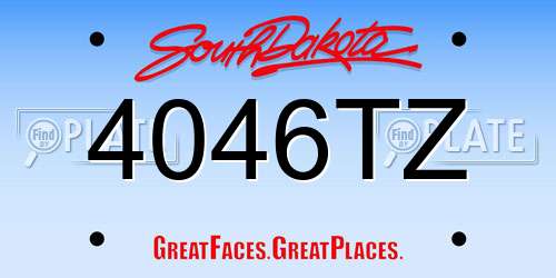 4046TZ South Dakota License Plate