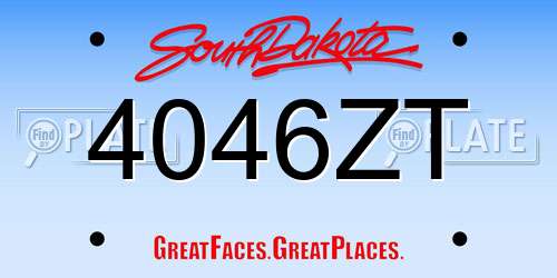 4046ZT South Dakota License Plate