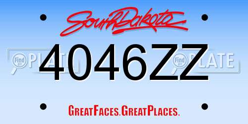 4046ZZ South Dakota License Plate