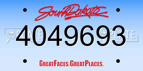 4049693 South Dakota License Plate