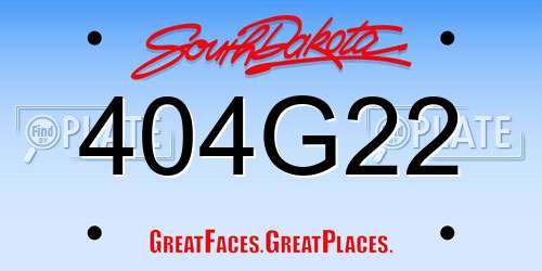 404G22 South Dakota License Plate