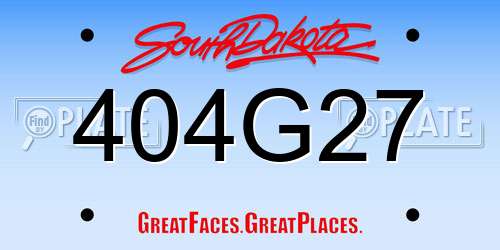 404G27 South Dakota License Plate