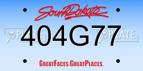 404G77 South Dakota License Plate