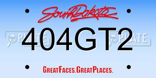 404GT2 South Dakota License Plate