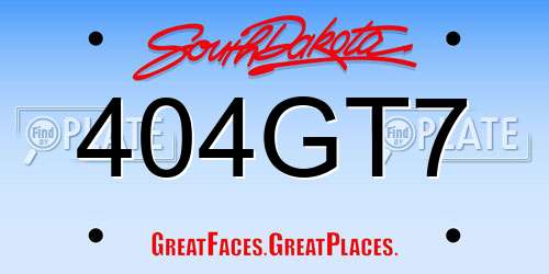 404GT7 South Dakota License Plate