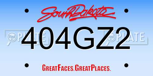 404GZ2 South Dakota License Plate