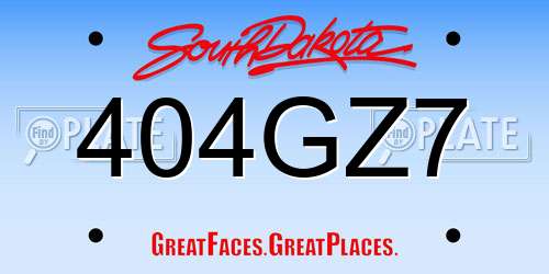 404GZ7 South Dakota License Plate