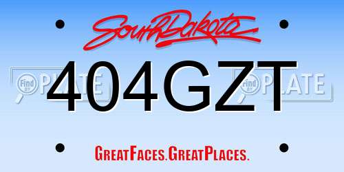 404GZT South Dakota License Plate