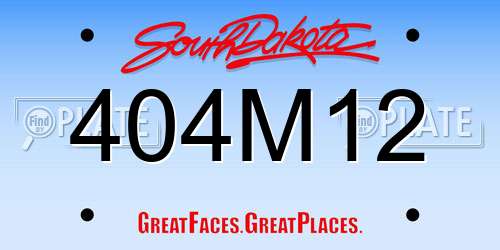 404M12 South Dakota License Plate