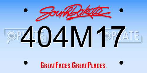 404M17 South Dakota License Plate