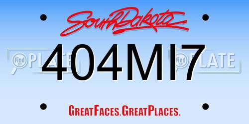 404MI7 South Dakota License Plate