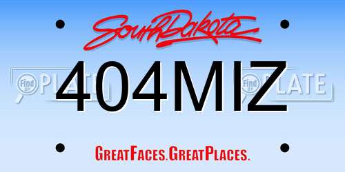 404MIZ South Dakota License Plate
