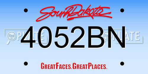 4052BN South Dakota License Plate