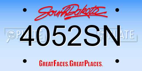 4052SN South Dakota License Plate