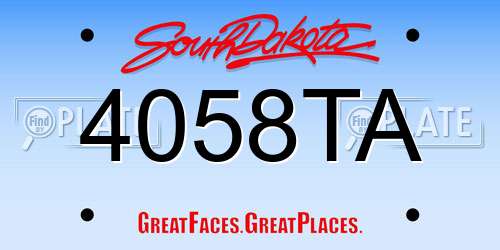 4058TA South Dakota License Plate
