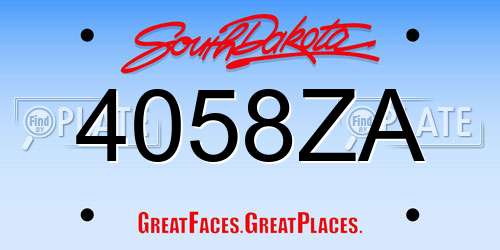 4058ZA South Dakota License Plate