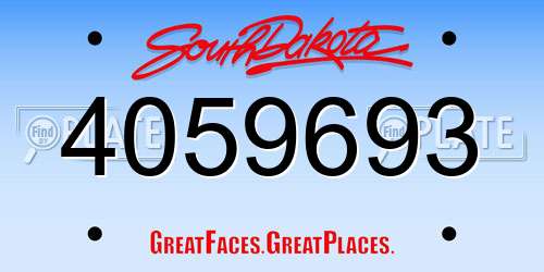 4059693 South Dakota License Plate