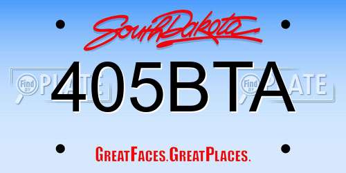 405BTA South Dakota License Plate