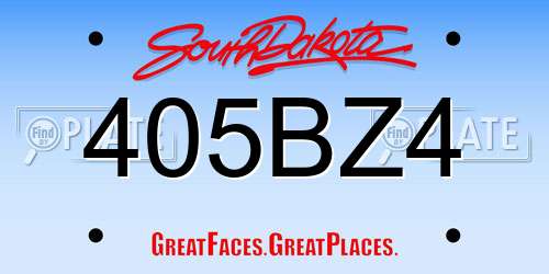 405BZ4 South Dakota License Plate