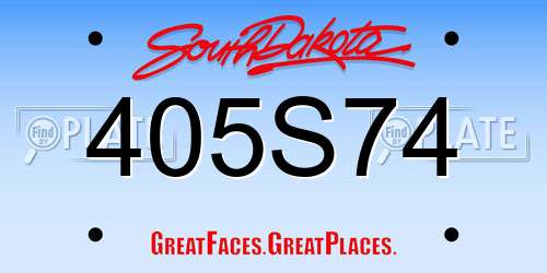 405S74 South Dakota License Plate