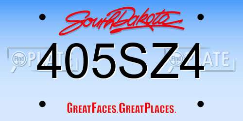 405SZ4 South Dakota License Plate