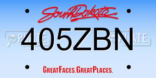 405ZBN South Dakota License Plate
