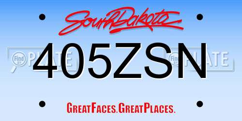 405ZSN South Dakota License Plate