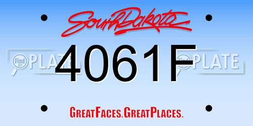 4061F South Dakota License Plate