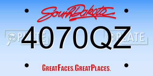 4070QZ South Dakota License Plate