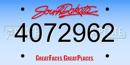 4072962 South Dakota License Plate