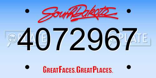 4072967 South Dakota License Plate