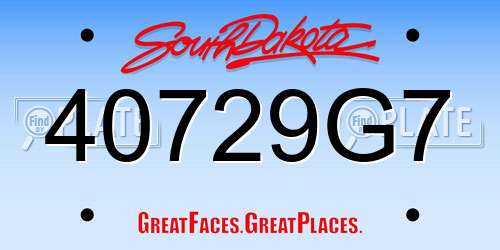 40729G7 South Dakota License Plate