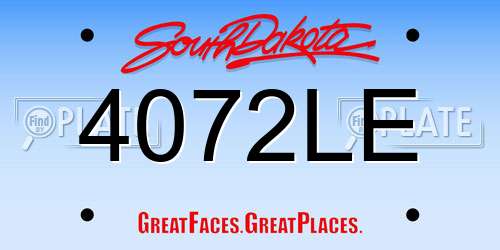 4072LE South Dakota License Plate
