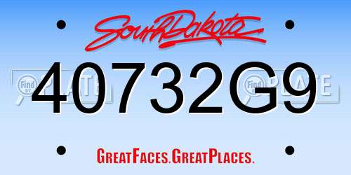 40732G9 South Dakota License Plate
