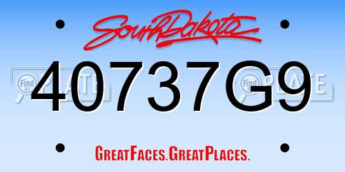40737G9 South Dakota License Plate